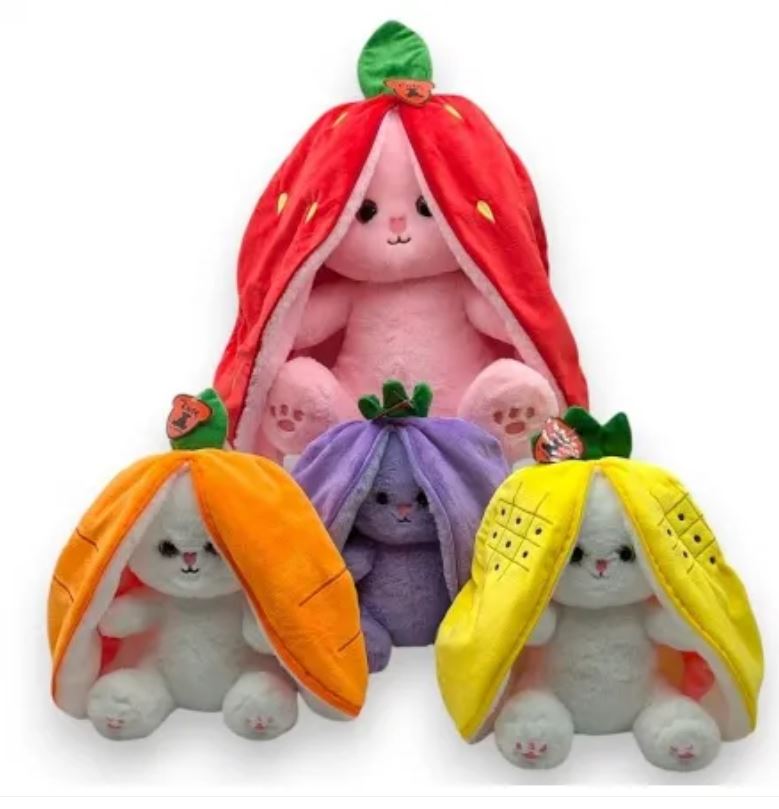 Peluches lapins fruits 23 cm